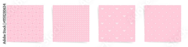 Obraz Romantic Pink Pattern Set with Hearts, Polka Dots, Bows, and Minimalist Motifs for Valentine’s and Wedding Designs