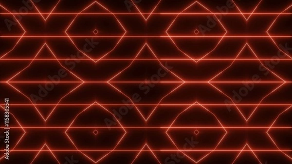 Fototapeta Abstract glowing red color neon lines mandala icon background. Cloth and textile fabrics design concept background.