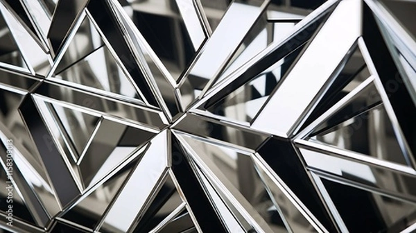 Obraz This reflective artwork features intricate geometric designs in a polished metallic finish, captivating light and producing stunning reflections that elevate any contemporary interior.