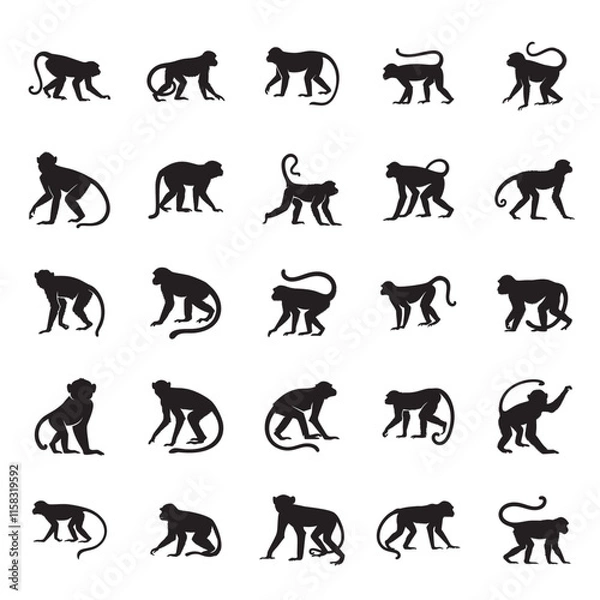 Obraz monkey silhouette vector set photo