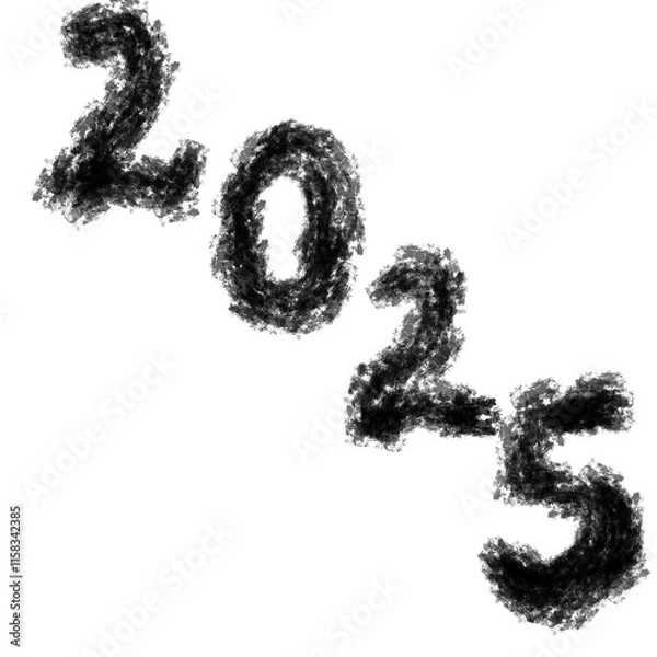 Fototapeta Happy new year black and white abstract on white color background with black brush