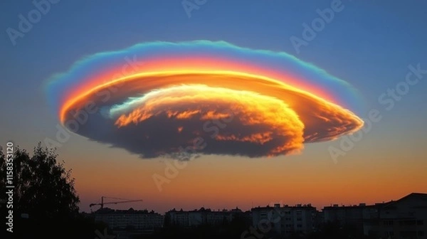 Obraz Glowing Iridescent Cloud at Sunset