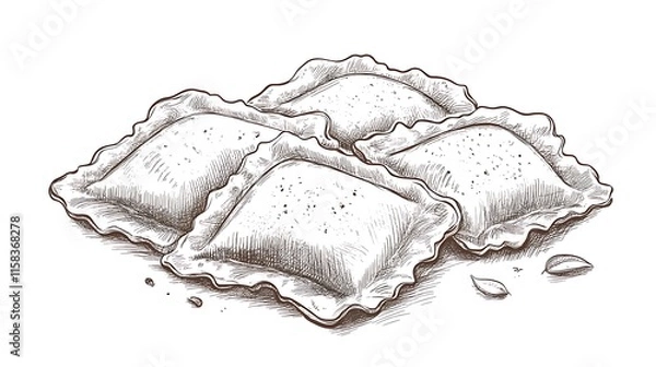 Obraz Hand-Drawn Illustration of Ravioli Pasta