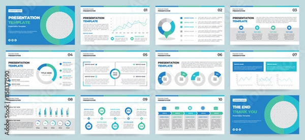 Fototapeta Modern presentation slide templates. Infographic elements template set for web, print, annual report brochure, business flyer leaflet marketing and advertising template. Vector Illustration.
