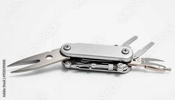 Fototapeta Sleek Silver Multi-tool - Precision Design, Minimalist Aesthetic