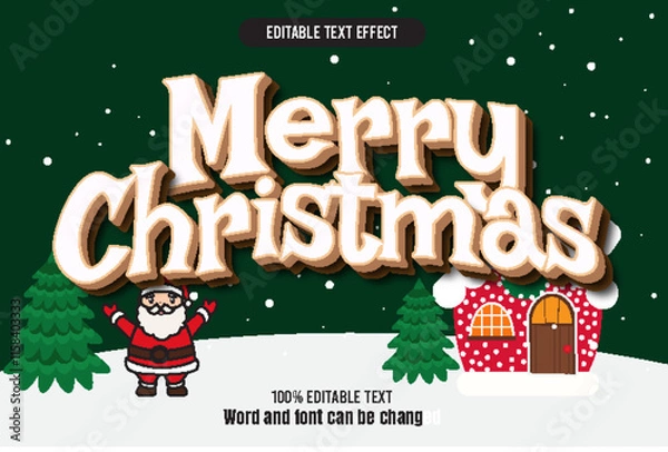 Obraz Merry Christmas editable text effect 3d emboss cartoon