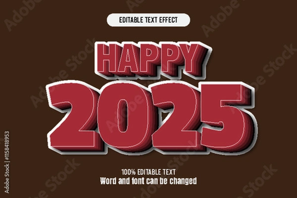 Obraz Happy 2025 editable text effect 3d emboss cartoon