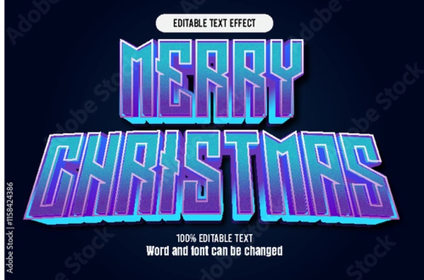 Obraz Merry christmas editable text effect 3d emboss mode rent