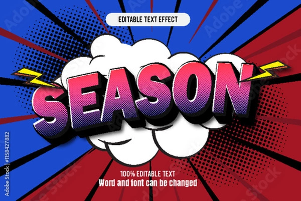 Obraz season editable text effect 3d emboss comic