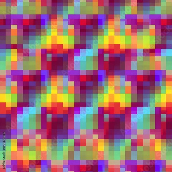 Fototapeta Colorful geometric mosaic with squares and seamless pattern design