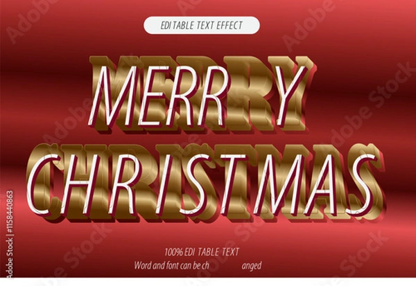 Obraz Merry christmas editable text effect 3d emboss luxury