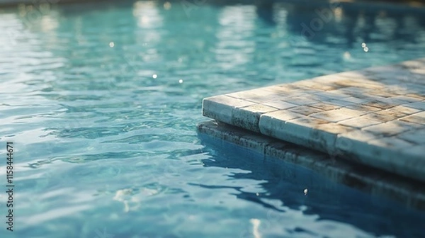 Obraz Pool raft drifting gently on the clear water of a pool on a sunny, peaceful day