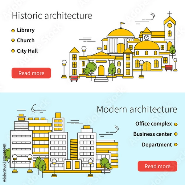 Obraz Building Line Banner Set