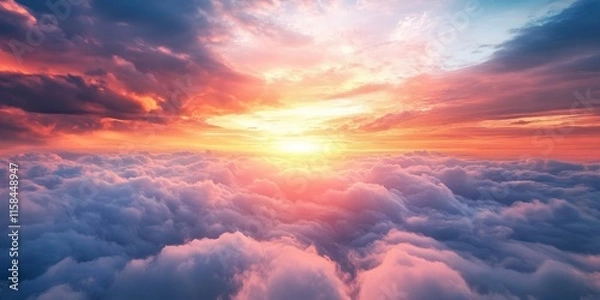 Obraz Stunning views above the clouds showcase breathtaking scenery and natural beauty, offering an unparalleled perspective on the stunning environment above the clouds. Perfect for nature enthusiasts.