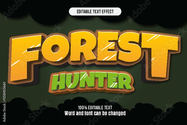 Obraz Forest hunter editable text effect 3d emboss cartoon