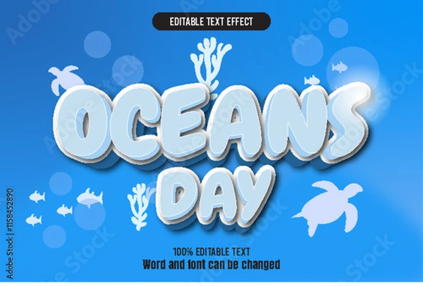 Obraz Ocean day editable text effect 3d emboss cartoon