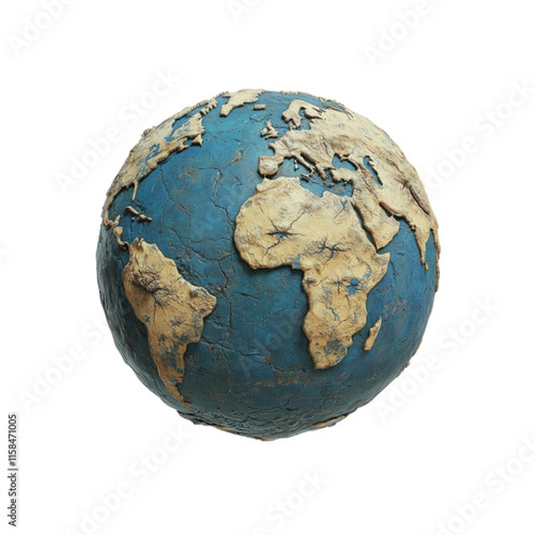 Obraz Cracked Earth Globe A 3D Render of a Desiccated Planet