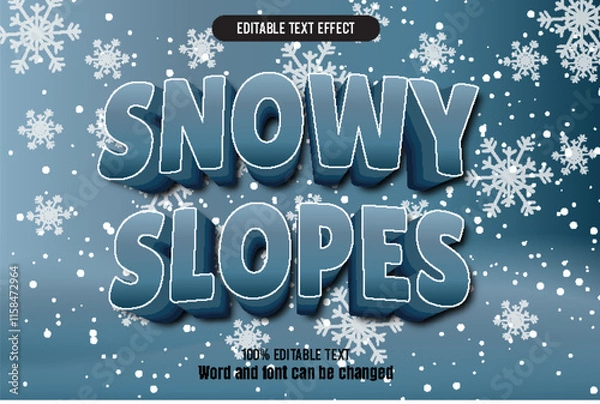 Obraz Snow slopes editable text effect 3d emboss cartoon