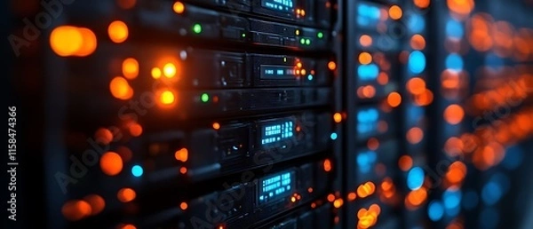 Obraz Glowing server rack in data center.