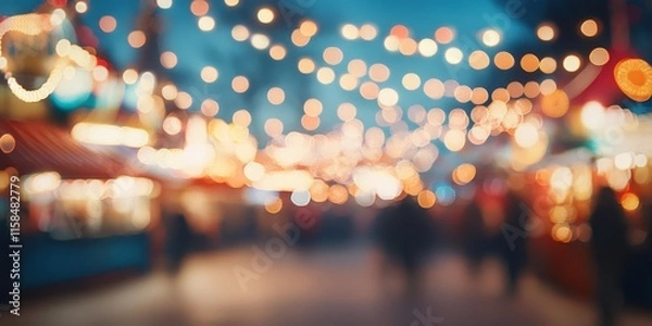 Obraz Abstract bokeh lights create a beautiful festival atmosphere. The blurred bokeh lights enhance the festive mood, making this bokeh light scene perfect for capturing joyful moments.