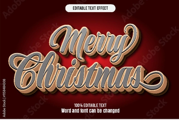 Obraz  Merry Christmas editable text effect 3d emboss mode rent