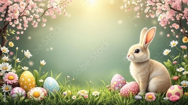 Fototapeta easter bunny with eggs