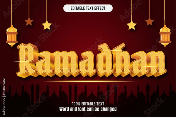 Obraz Ramadan editable text effect 3d emboss luxury