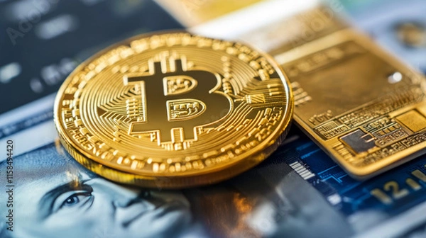 Fototapeta Fintech concept, digital finance, online and technology transaction icons. Cryptocurrency Money Transfer Blockchain Cloud Computing Connectivity