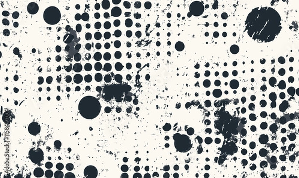Fototapeta Abstract Distress Grunge Texture Seamless Halftone Pattern for Modern Design Projects