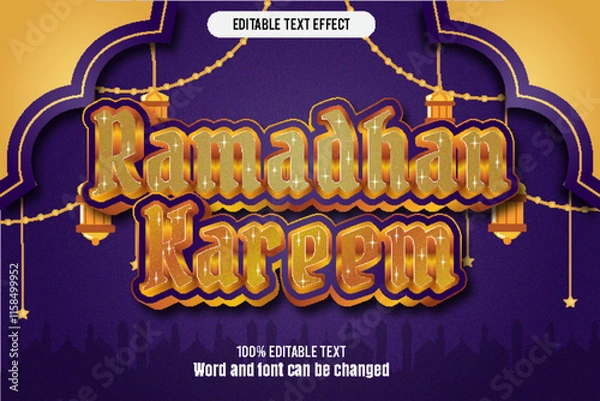 Obraz  Ramadan Kareem editable text effect 3d emboss mode rent