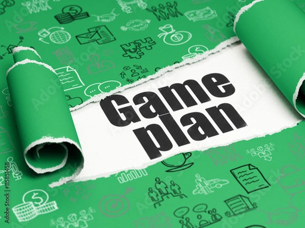 Obraz Business concept: black text Game Plan under the piece of  torn paper