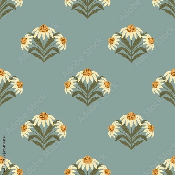 Obraz Daisy  flowers vintage seamless pattern design (small scale)