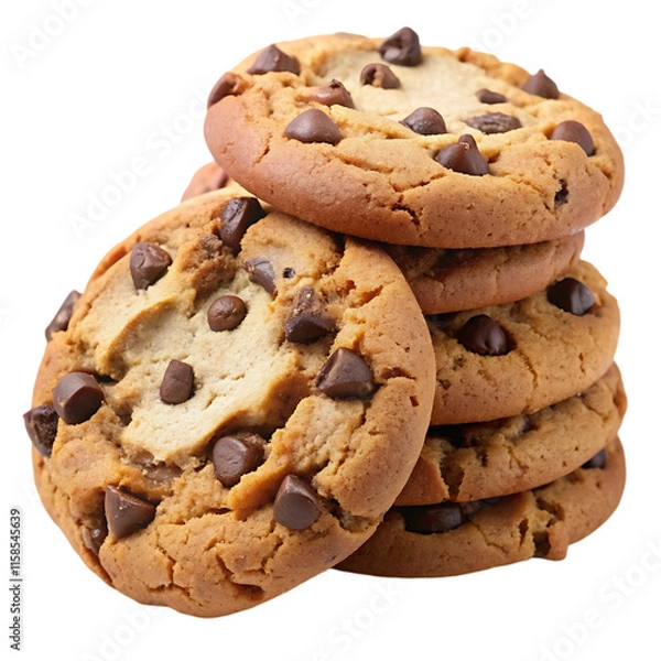 Obraz chocolate chip cookies isolated on white