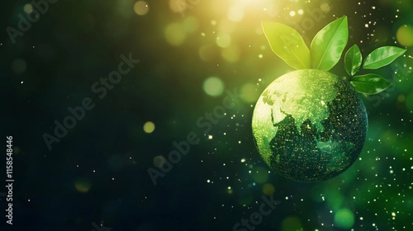 Fototapeta The role of blockchain technology in reducing carbon footprint, enabling transparency and accountability in environmental impact tracking.
