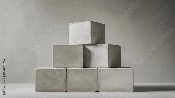 Obraz grey concrete blocks, bricks, concrete texture, concrete box