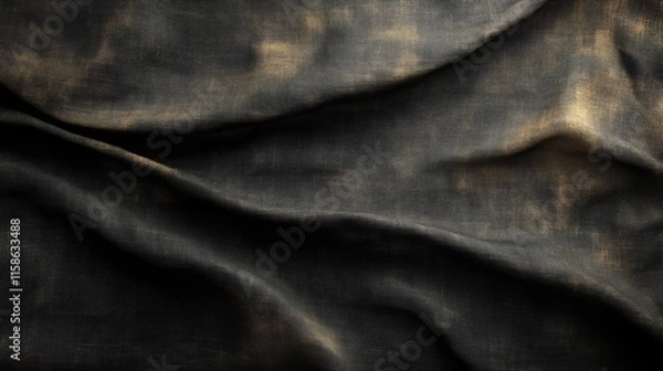 Obraz A close-up of textured, dark fabric with subtle patterns, showcasing rich detail and depth, ideal for design and textile applications.