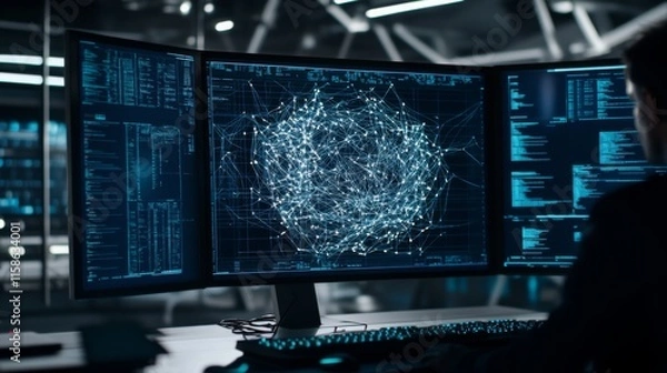 Obraz Supercomputer processing vast amounts of data, symbolizing advanced technology and innovation in data analytics and computational power.