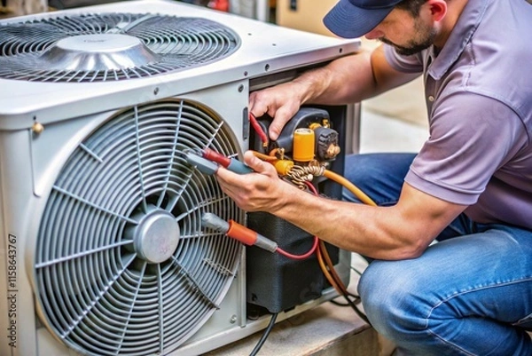 Fototapeta Automotive Heating and Air Conditioning Repair - Visuals for Climate Control Maintenance