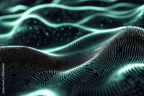 Obraz Futuristic Digital Wave of Glowing Particles with Technology Background and Modern Vector Design






