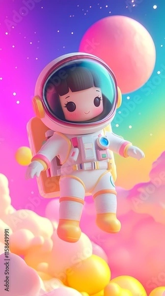 Fototapeta Digital technology color stereoscopic astronaut poster background

