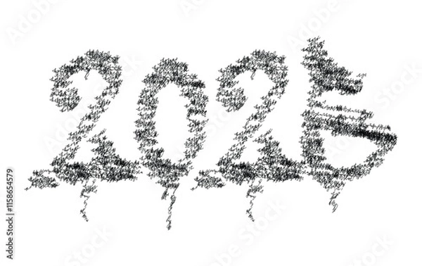 Fototapeta 2025 Happy New Year Chalk Scribble Design Elegant Abstract Vector Illustration