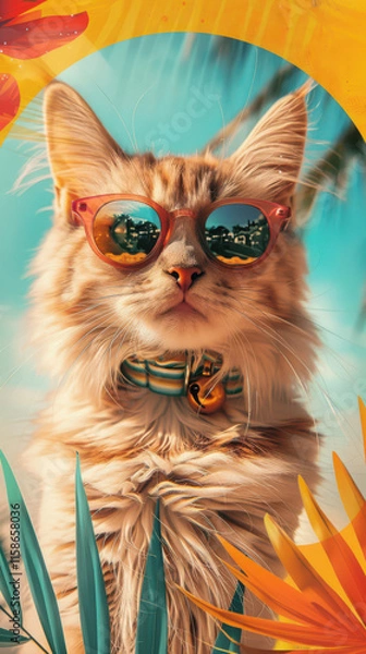 Obraz Groovy Retro Cat Vibes