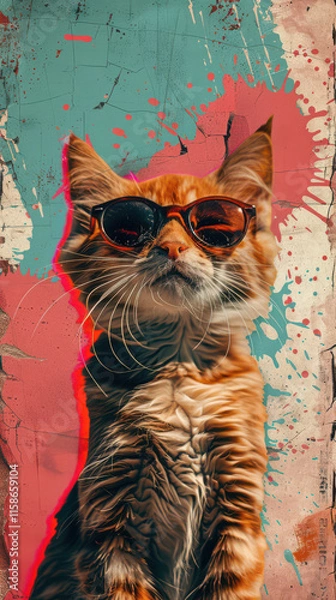 Obraz Groovy Retro Cat Vibes