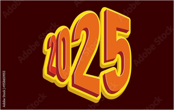 Fototapeta 2025 Happy New Year Design 3D Realistic Decoration Elegant Abstract Vector Illustration