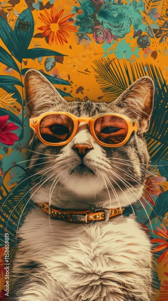 Obraz Groovy Retro Cat Vibes