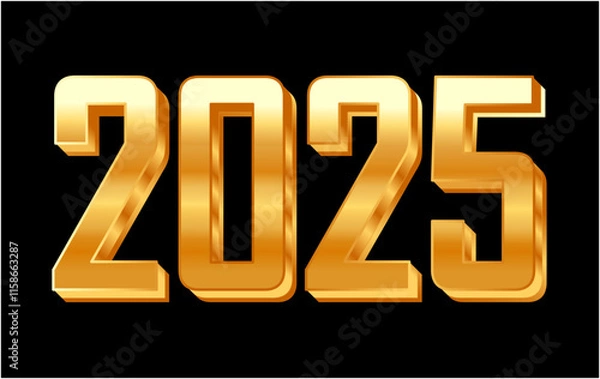 Obraz 2025 Happy New Year Gold Design Elegant Glitter Abstract Vector Illustration