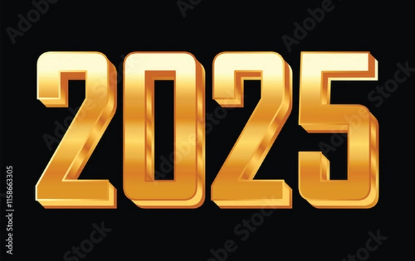 Obraz 2025 Happy New Year Gold Design Elegant Glitter Abstract Vector Illustration