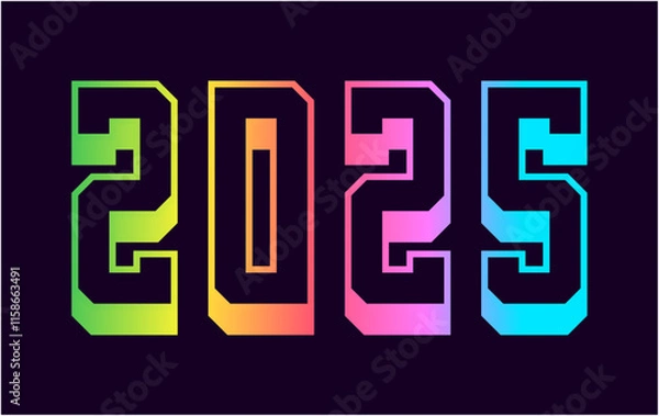 Obraz 2025 Happy New Year Colorful Design 3D Elegant Abstract Vector Illustration
