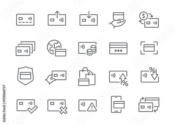 Fototapeta Harmonious Icon Set. Credit Card and Money Transactions. Ready to Use!