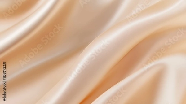 Fototapeta A close-up view of soft, peach-colored satin fabric, showcasing its smooth texture and elegant drape.